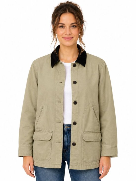 Lands' End Tops - Lands End Womens Barn Chore Jacket Tan Plaid Flannel Lined 100% Cotton Size PL